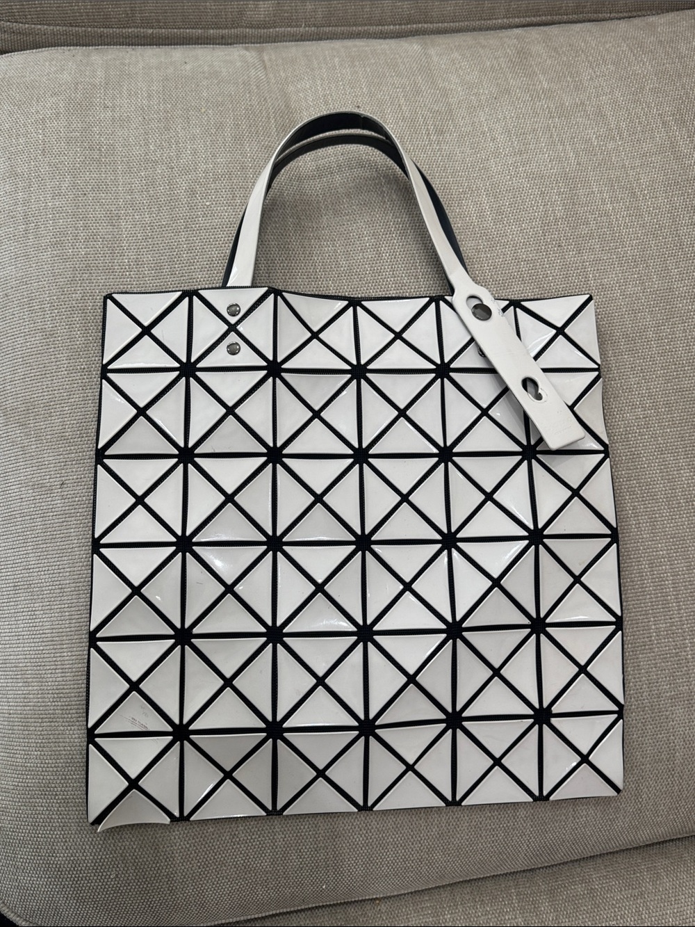ISSEY MIYAKE Logo Bao Bao Shoulder Bag PVC Leather White  Japan